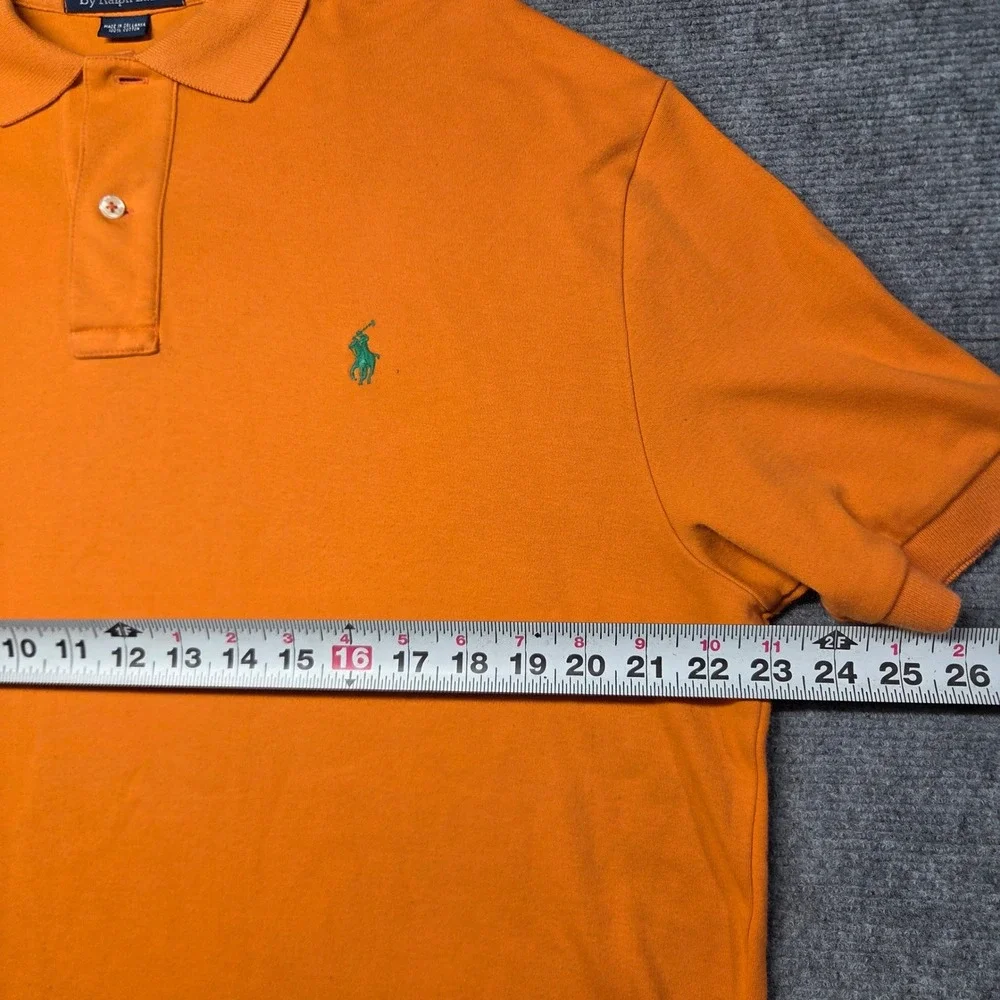 Polo Ralph Lauren Mens Large Orange Short Sleeve Cotton Polo Turquoise Pony